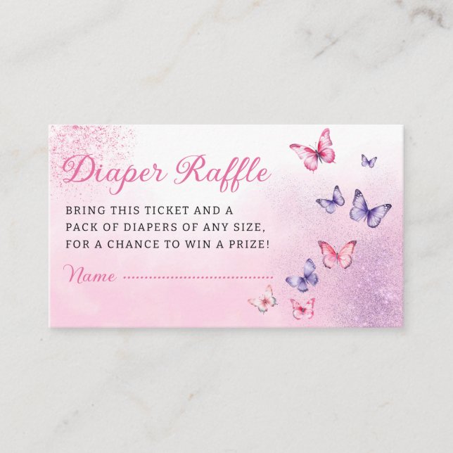 Boho Butterfly Baby Shower Diaper Raffle Ticket Enclosure Card (Front)
