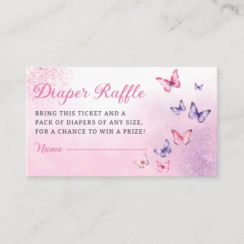 Boho Butterfly Baby Shower Diaper Raffle Ticket Enclosure Card