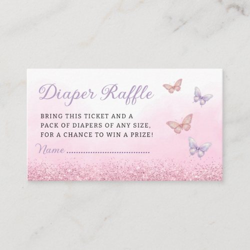 Boho Butterfly Baby Shower Diaper Raffle Ticket  Enclosure Card