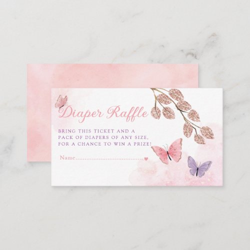 Boho Butterfly Baby Shower Diaper Raffle Ticket Enclosure Card