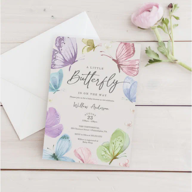 Boho Butterfly Baby Shower Invitation | Zazzle