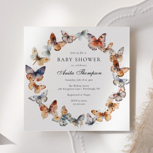Boho Butterfly Baby Shower Invitation (Creator Uploaded)