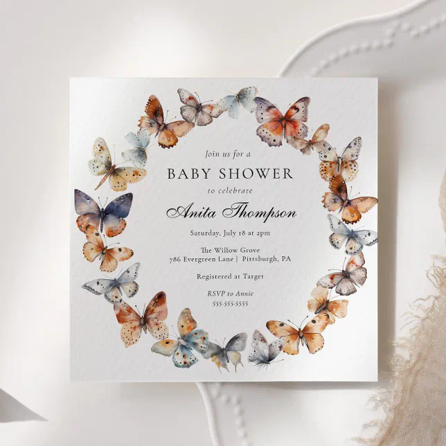 Boho Butterfly Baby Shower Invitation | Zazzle