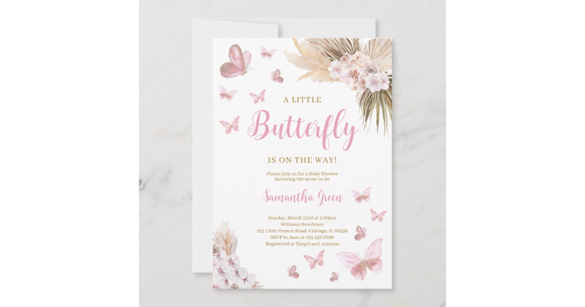Boho Butterfly Baby Shower Invitation | Zazzle