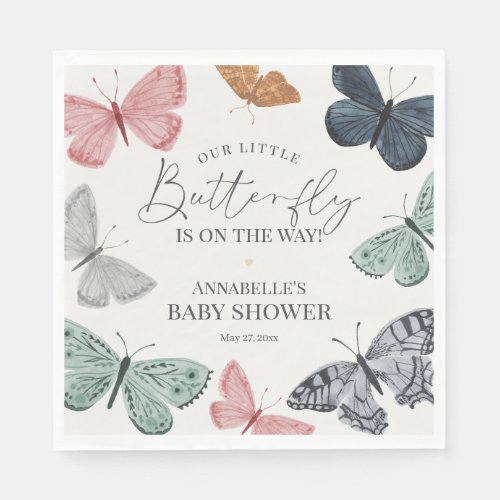 Boho Butterfly Baby Shower Napkin