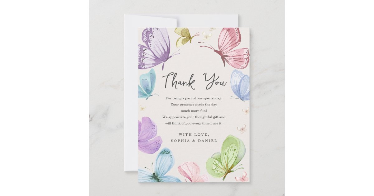 Boho Butterfly Baby Shower Thank You Card Zazzle