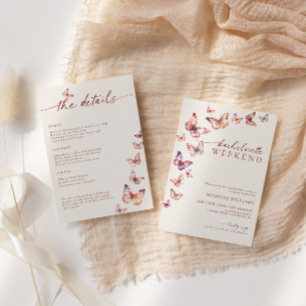 Boho Butterfly Bachelorette Weekend Itinerary Invitation