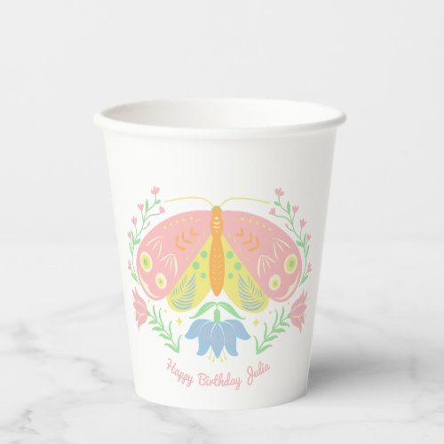 Boho Butterfly Birthday  Paper Cups