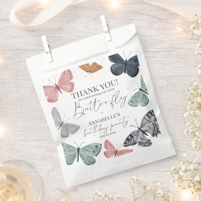 Boho Butterfly Birthday Party Dessert Favor Bag (Clipped)