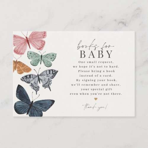 Boho Butterfly Books For Baby invitation insert