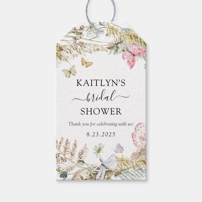 Boho Butterfly Bridal Shower Gift Tags (Front)