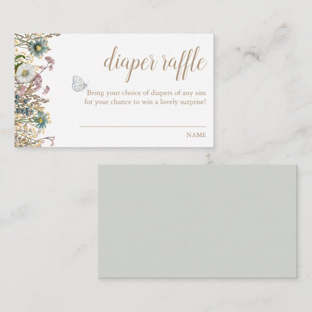 Boho Butterfly Diaper Raffle Enclosure Card (Front/Back)