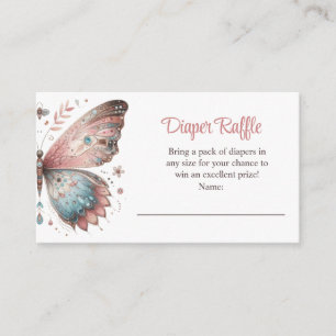 Boho Butterfly Diaper Raffle Ticket – Blush Pink Enclosure Card
