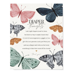 Boho Butterfly diaper thoughts baby shower sign