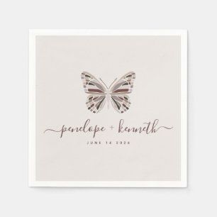 Boho Butterfly Dusty Rose Personalized Wedding Napkins