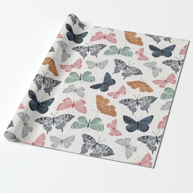 Boho Butterfly Enchanted Wrapping Paper (Unrolled)