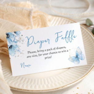 Boho Butterfly Floral Blue Boy Baby Shower Diaper Enclosure Card