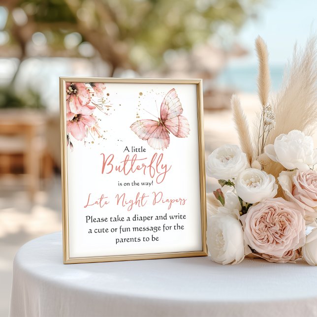 Boho Butterfly Floral Pink Girl Baby Shower Game Poster (Creator Uploaded)