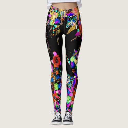 Boho Butterfly Garden Leggings