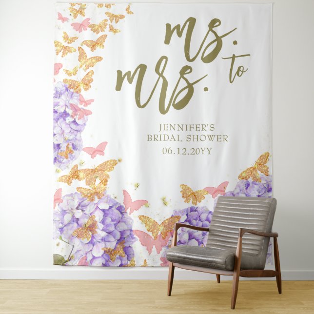 Boho Butterfly Garden Mrs Bridal Shower Backdrop (In Situ)