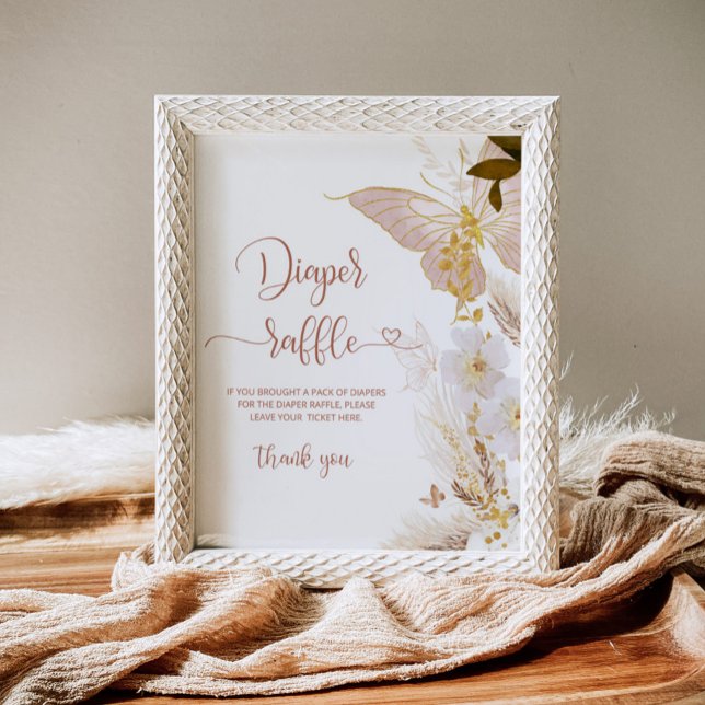 Boho butterfly gold Diaper raffle Poster (Creator Uploaded)