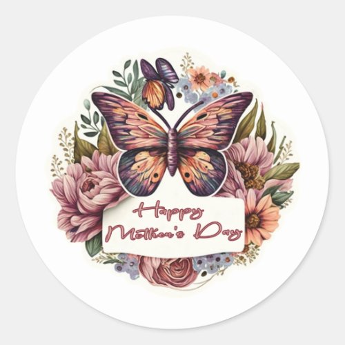 Boho butterfly Happy Mothers Day stickers