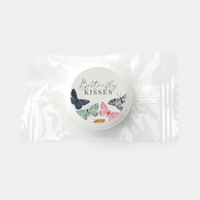 Boho Butterfly Kisses Baby Shower Mint Favors (Front)