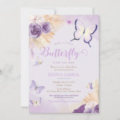 Boho Butterfly Lavender Purple Floral Baby Shower Invitation | Zazzle