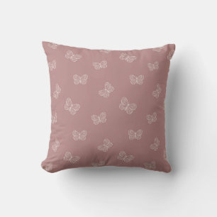 Boho Butterfly Modern Baby Girl Muted Pink Mauve Throw Pillow