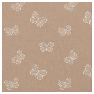 Boho Butterfly Modern Girly Spring Animal Brown Fabric