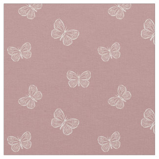 Boho Butterfly Modern Girly Spring Animal Mauve Fabric