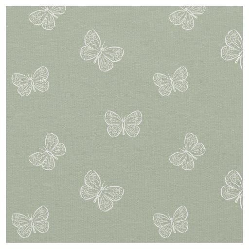 Boho Butterfly Modern Girly Spring Animal Sage Fabric