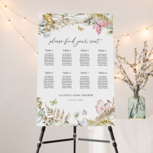 Boho Butterfly on the Way Baby Seating Chart Foam Board