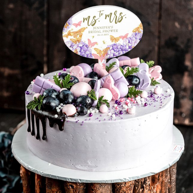 Boho Butterfly Purple Miss to Mrs Bridal Shower Cake Topper (Creator Uploaded)
