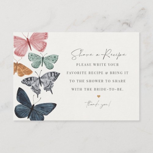 Boho Butterfly Share a Recipe invitation insert