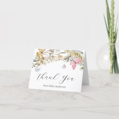 Boho Butterfly Shower Thank You Note Card