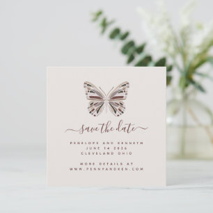 Boho Butterfly Stylish Burgundy and Taupe Save The Date