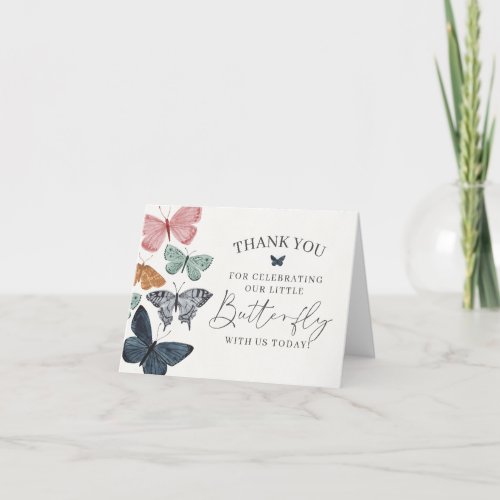 Boho Butterfly Thank You Card Birthday or Baby