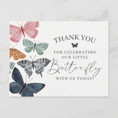 Boho Butterfly Thank You Card Birthday or Baby