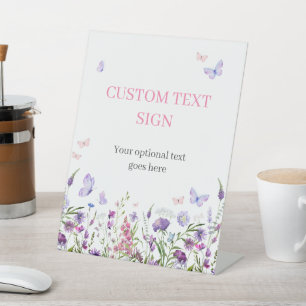 Boho Butterfly Wildflower Baby Shower Custom Pedestal Sign