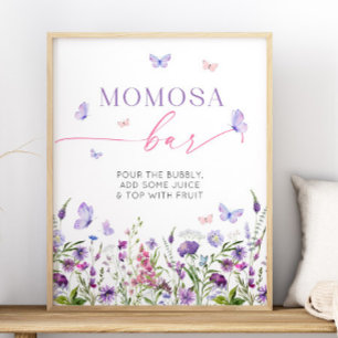 Boho Butterfly Wildflower Baby Shower Momosa Bar Poster