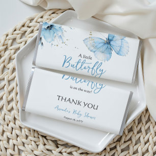Boho Butterfly Wildflower Floral Blue Baby Shower Hershey Bar Favors