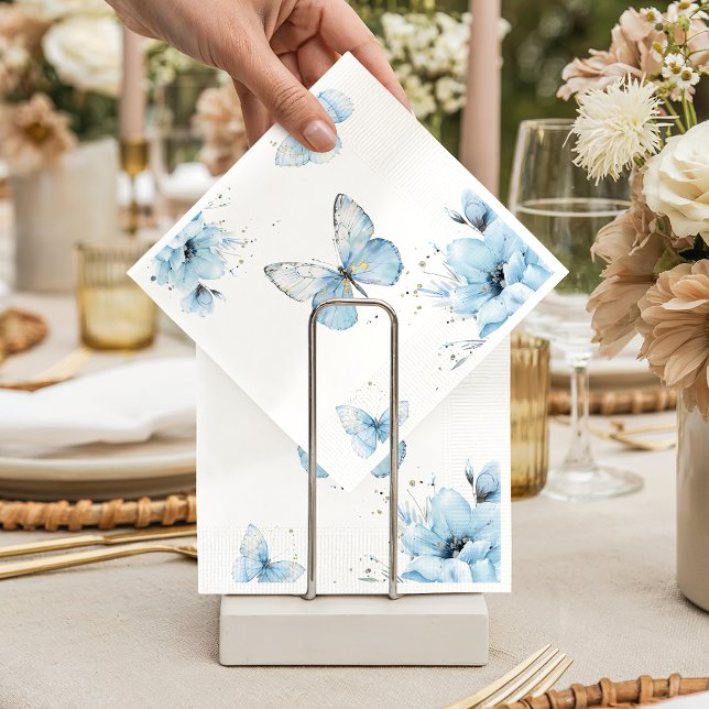 Boho Butterfly Wildflower Floral Blue Baby Shower Napkins (Creator Uploaded)