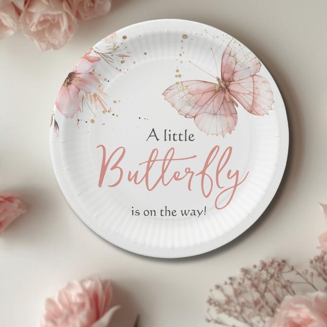 Boho Butterfly Wildflower Floral Girl Baby Shower Paper Plates (Creator Uploaded)