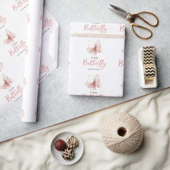 Boho Butterfly Wildflower Floral Girl Baby Shower Wrapping Paper (Crafts)