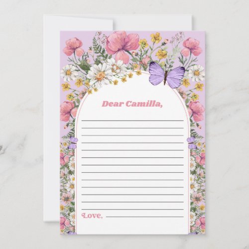 Boho Butterfly Wildflower Time Capsule Note Card