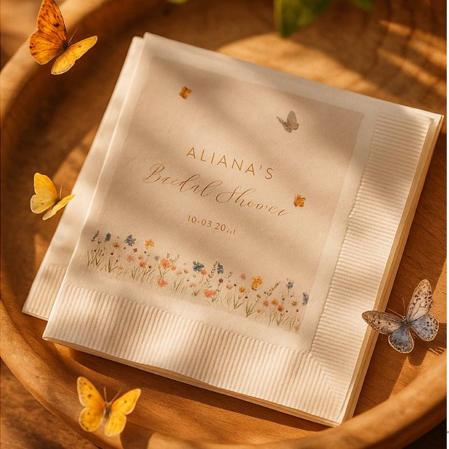 Boho Butterfly Wildflowers Bridal Shower  Napkins (Creator Uploaded)