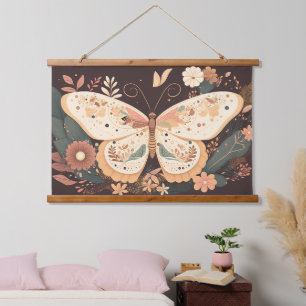 Boho Butterfly Wood Topped Wall Tapestry