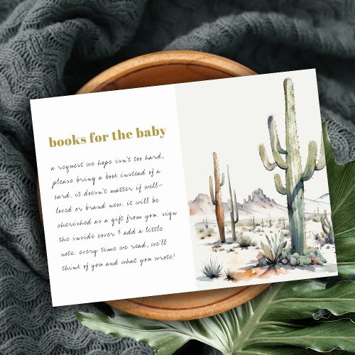 Boho Cacti Desert Landscape Books For Baby Shower Enclosure Card