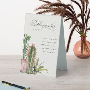 Boho Cacti Foliage Wedding Seating Chart Table Tent
